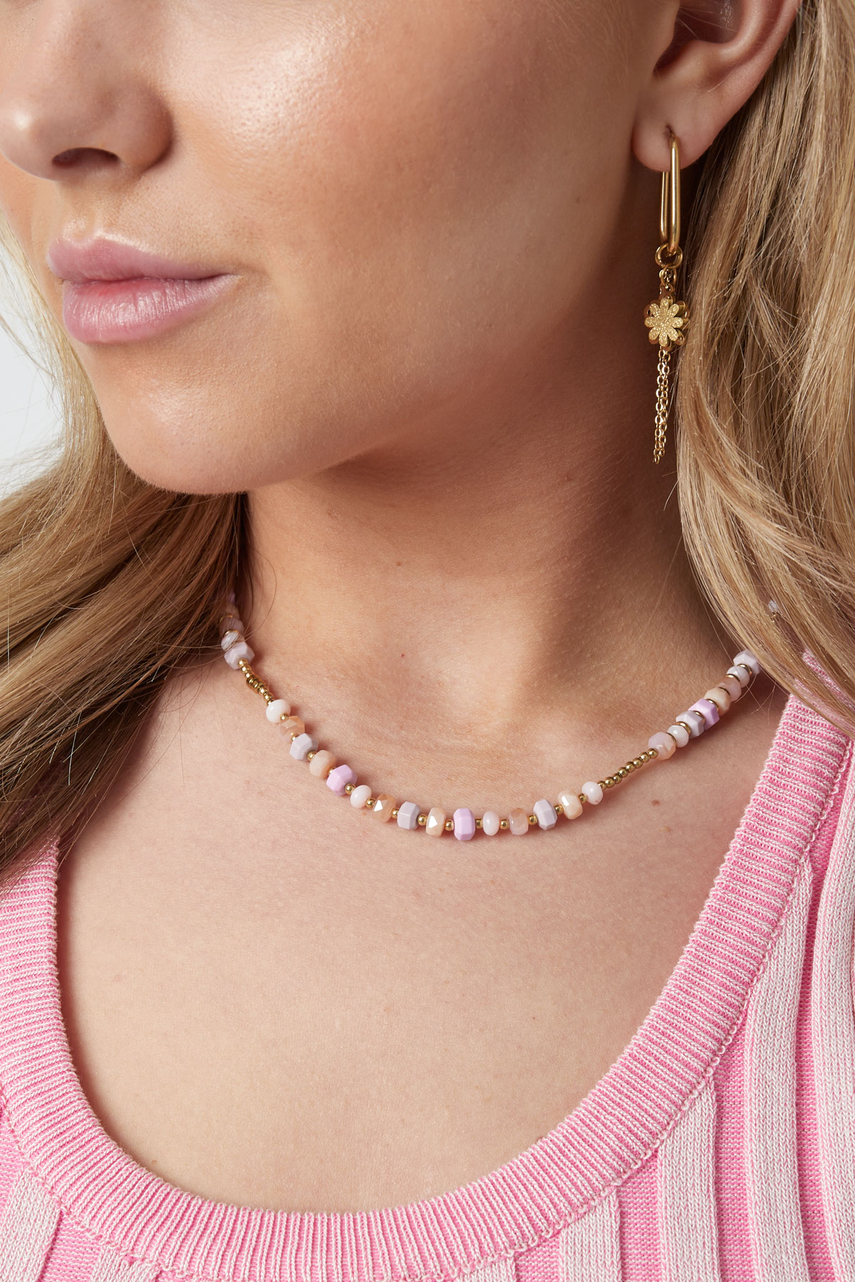 Halskette bunt gewickelt - rosa/gold  Bild3